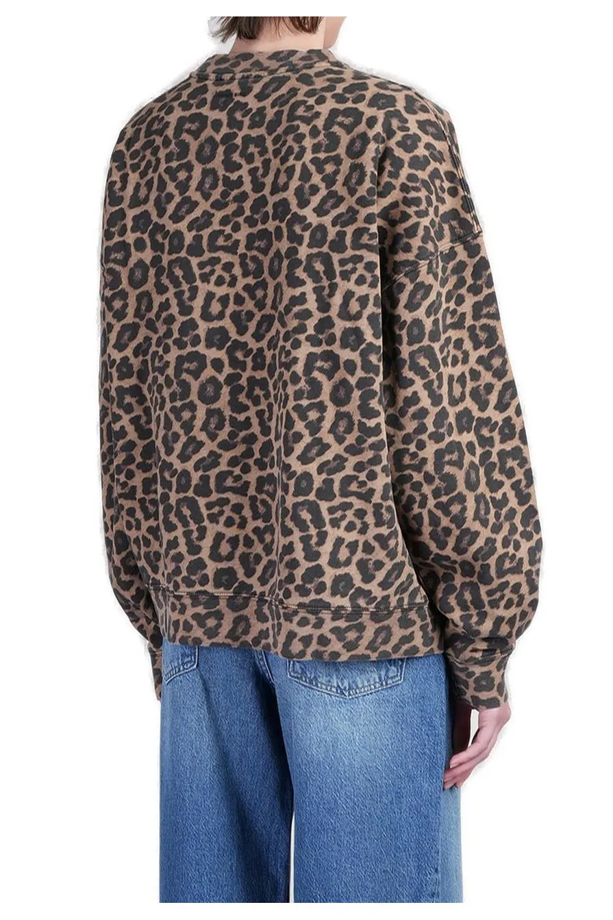 Anine Bing Leopard Printed Crewneck Sweatshirt