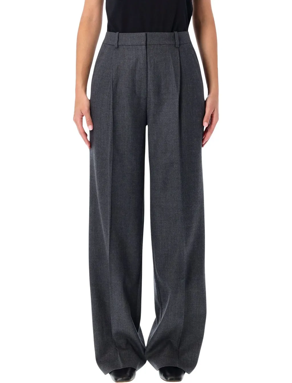Anine Bing Wide Leg Pleated Trousers