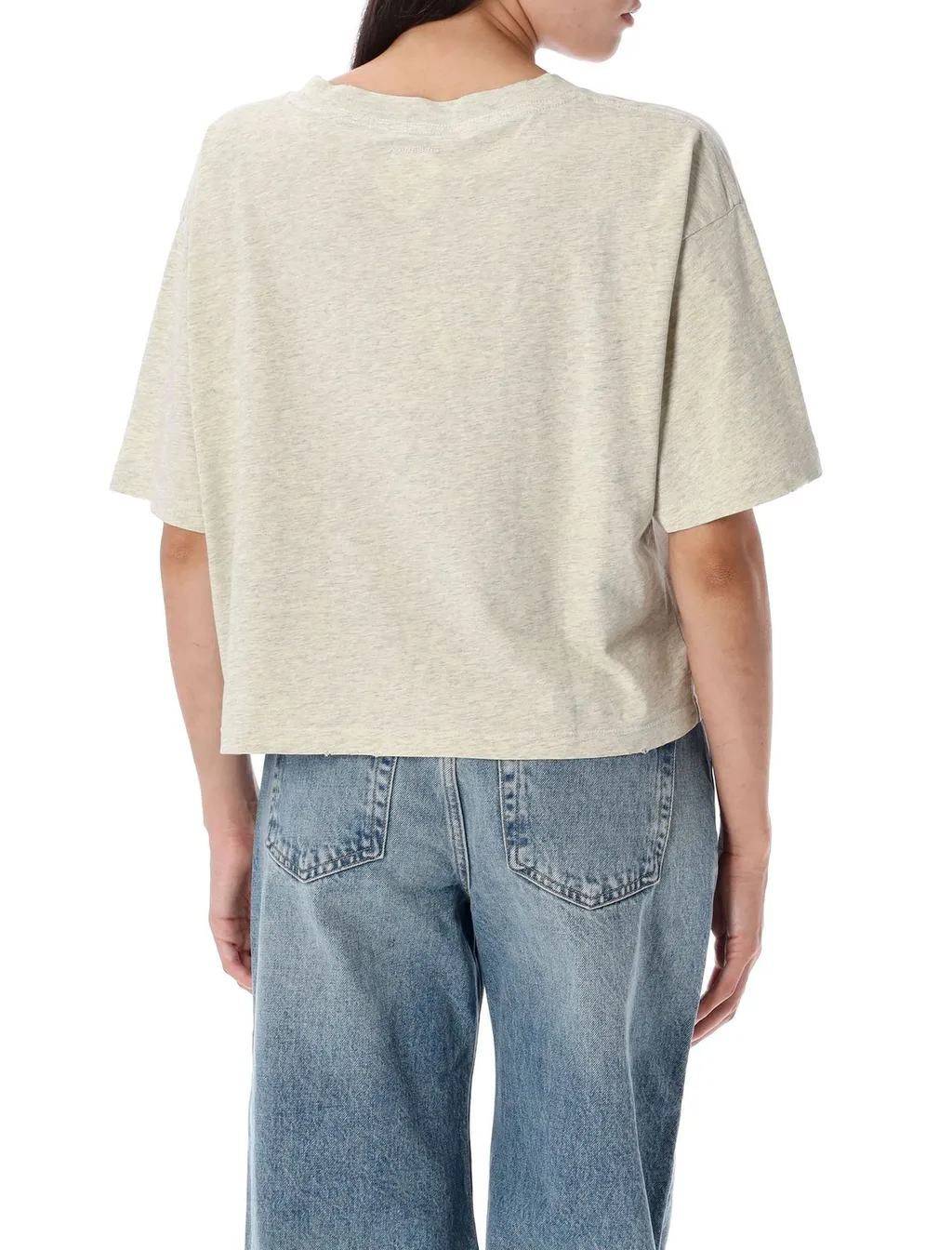 Anine Bing Logo Printed Crewneck Cropped T-Shirt