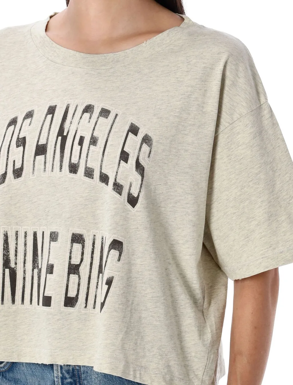 Anine Bing Logo Printed Crewneck Cropped T-Shirt