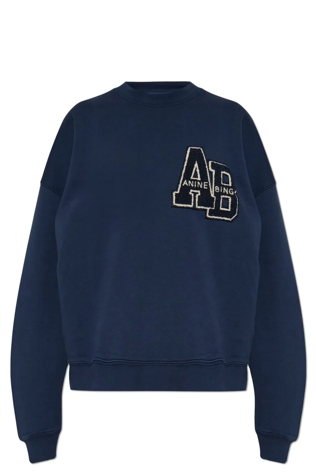 Anine Bing Miles Letterman Logo Embroidered Crewneck Sweatshirt