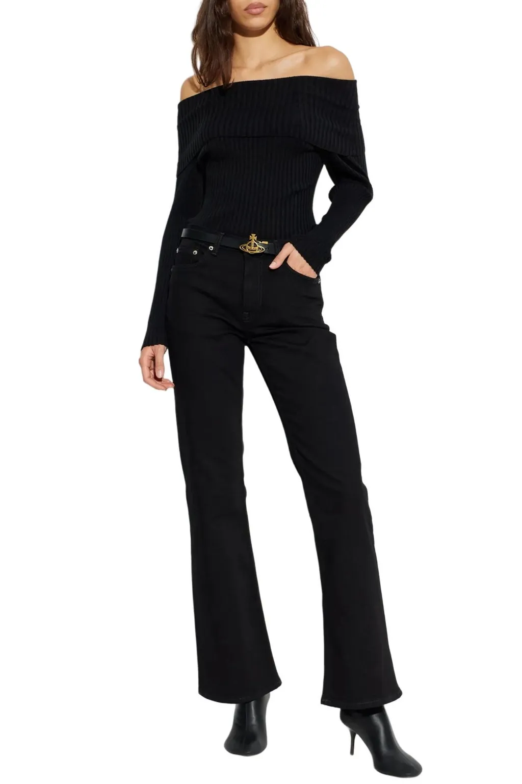 Anine Bing Off-Shoulder Ribbed Knitwear