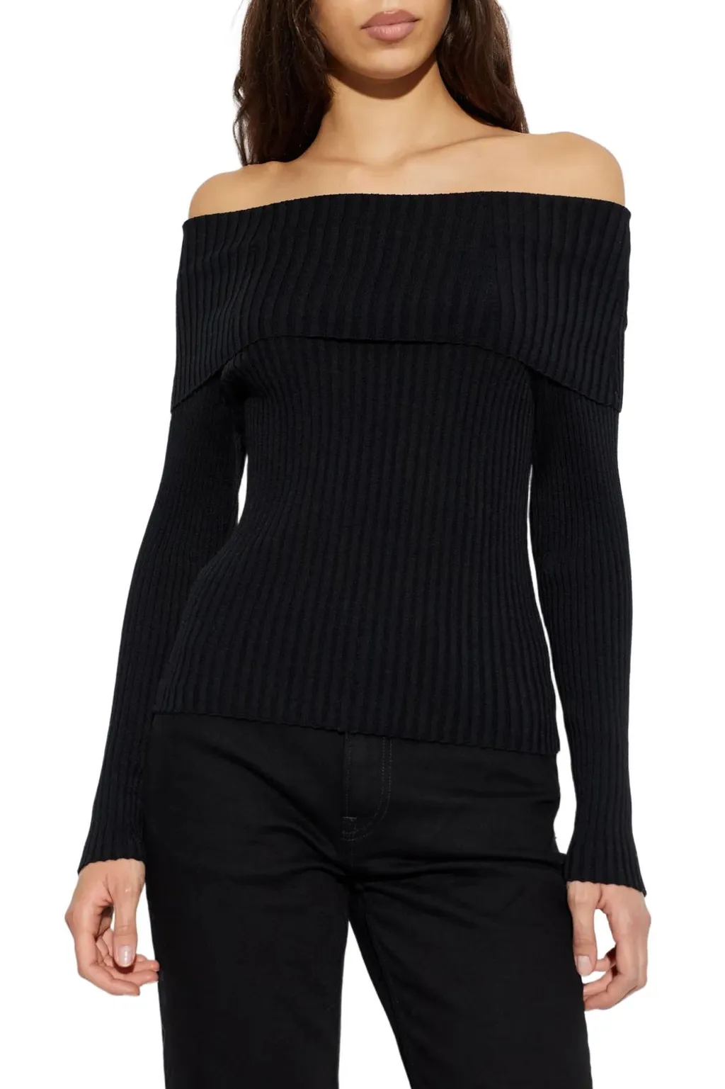 Anine Bing Off-Shoulder Ribbed Knitwear