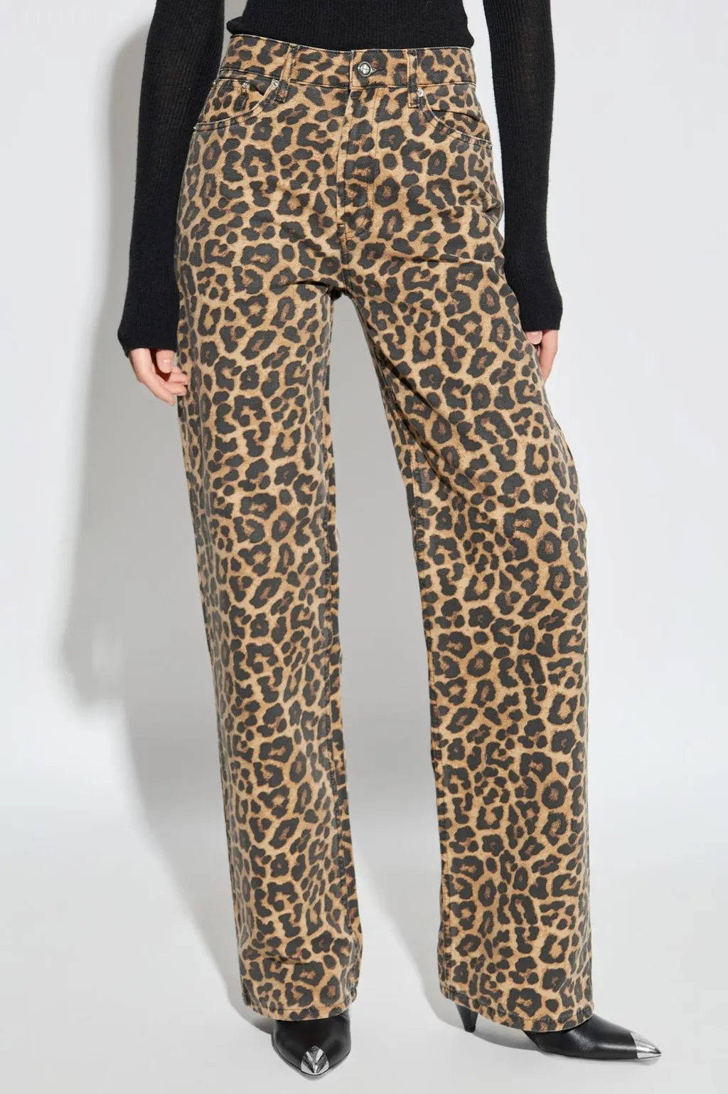 Anine Bing Hugh Leopard-Print Jeans