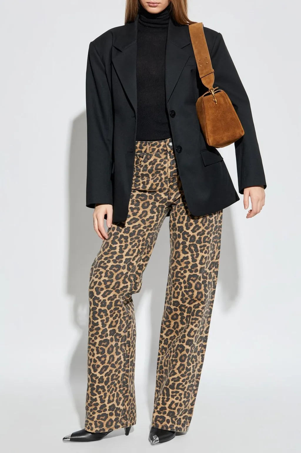 Anine Bing Hugh Leopard-Print Jeans