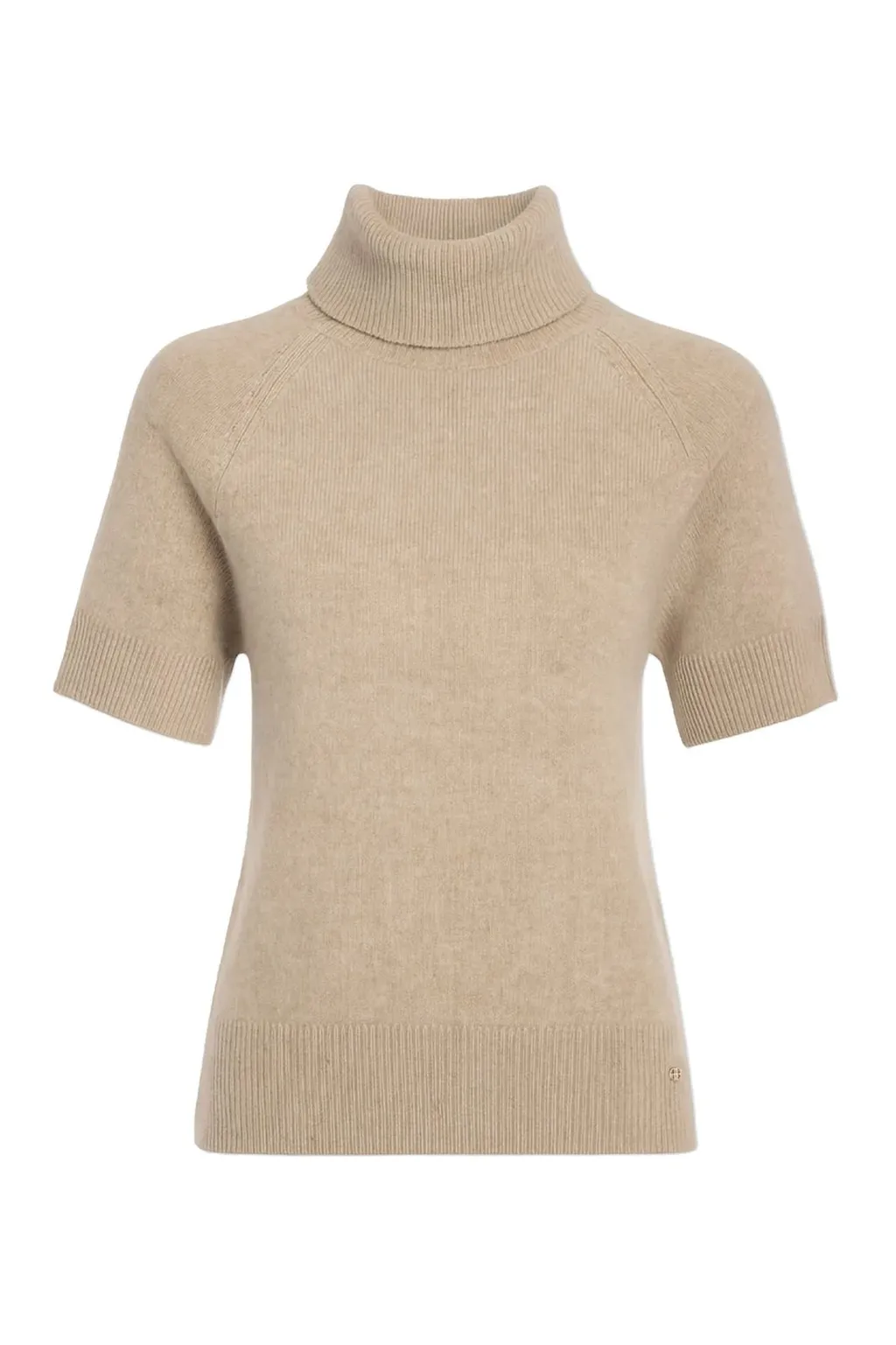 Anine Bing Cashmere Short-Sleeve Turtleneck