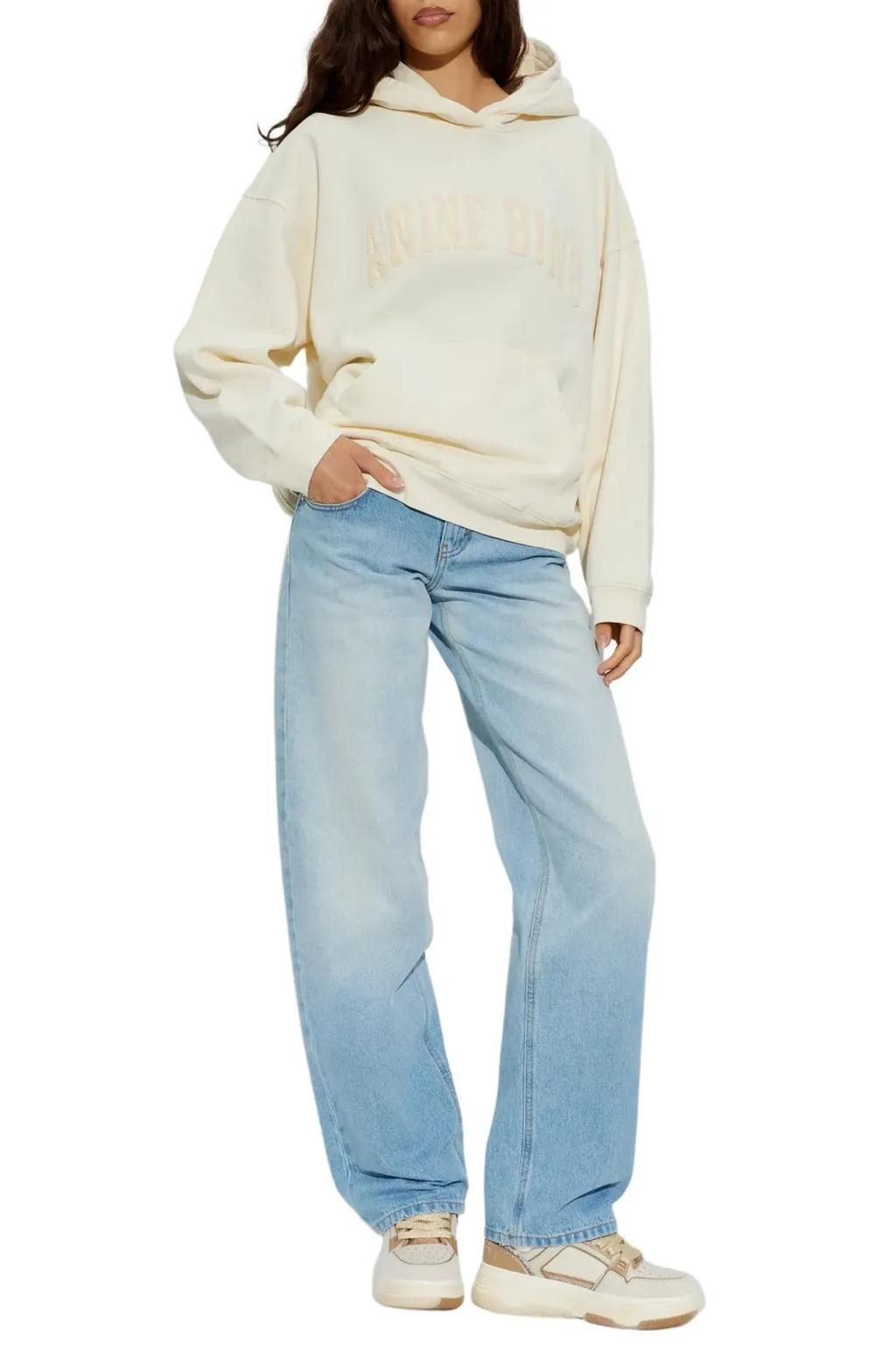 Anine Bing Harvey Logo Flocked Hoodie