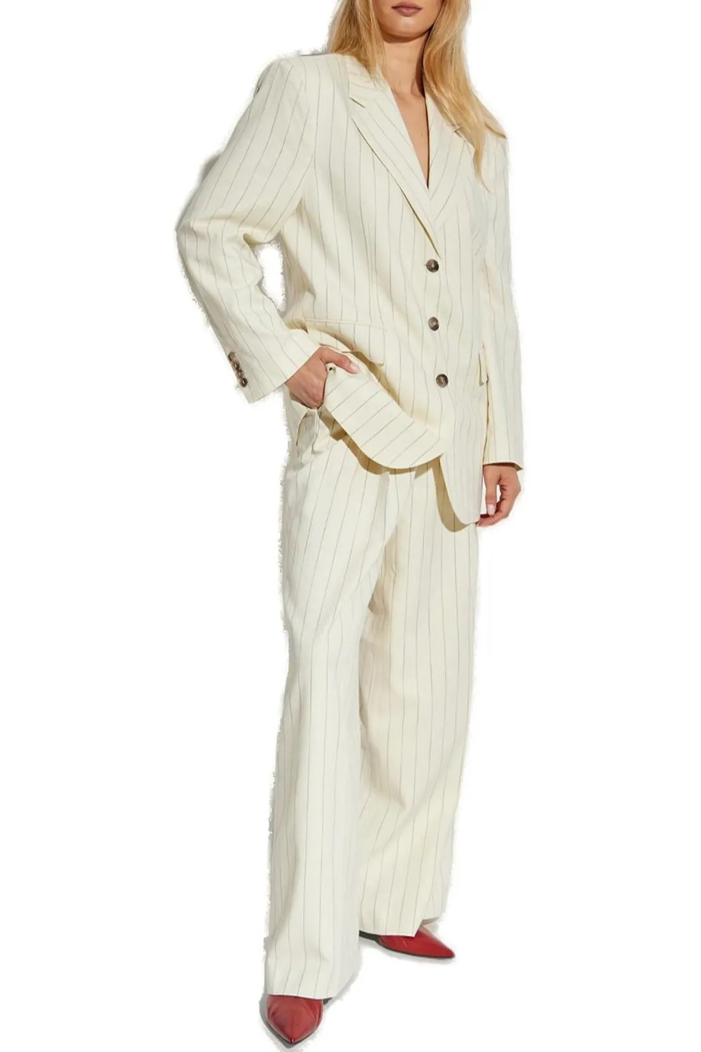 Anine Bing Sara Pinstripe Patterned Blazer