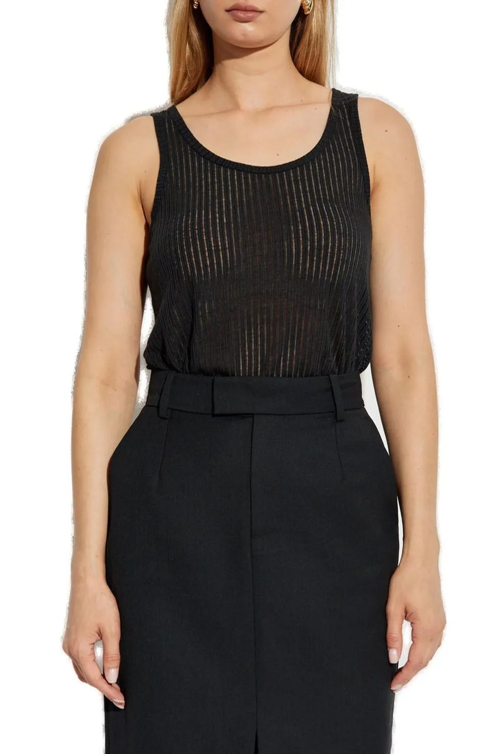 Anine Bing Eugene Ribbed Crewneck Tank Top