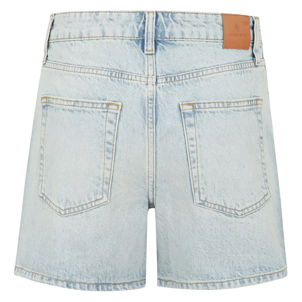 Anine Bing Dalton Logo-Patch Denim Shorts