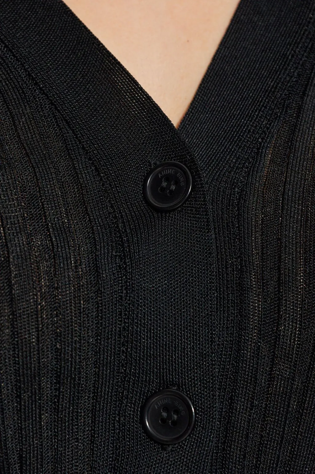 Anine Bing Matheo Ribbed V-Neck Cardigan