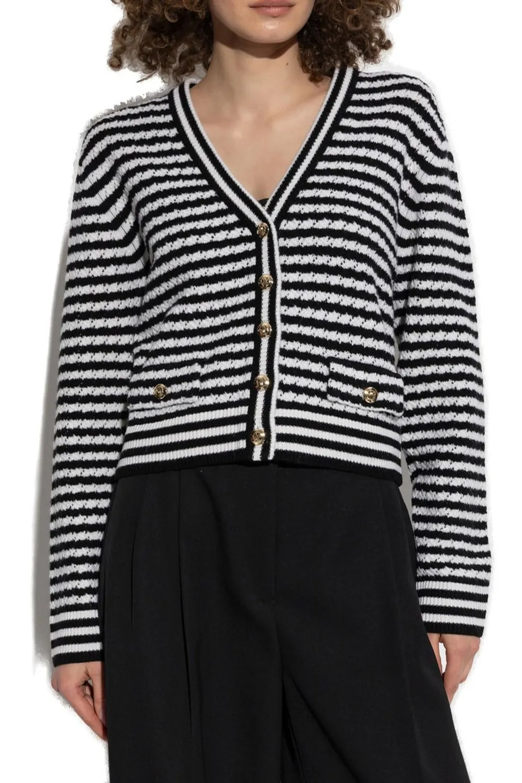 Anine Bing Striped Buttoned Cardigan