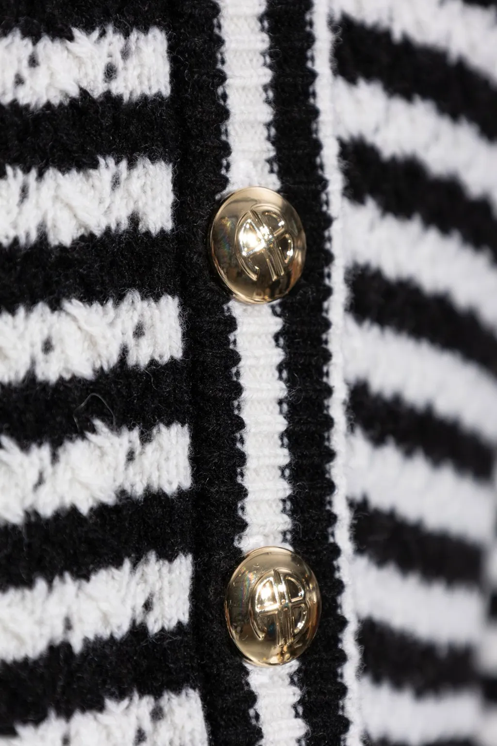 Anine Bing Striped Buttoned Cardigan