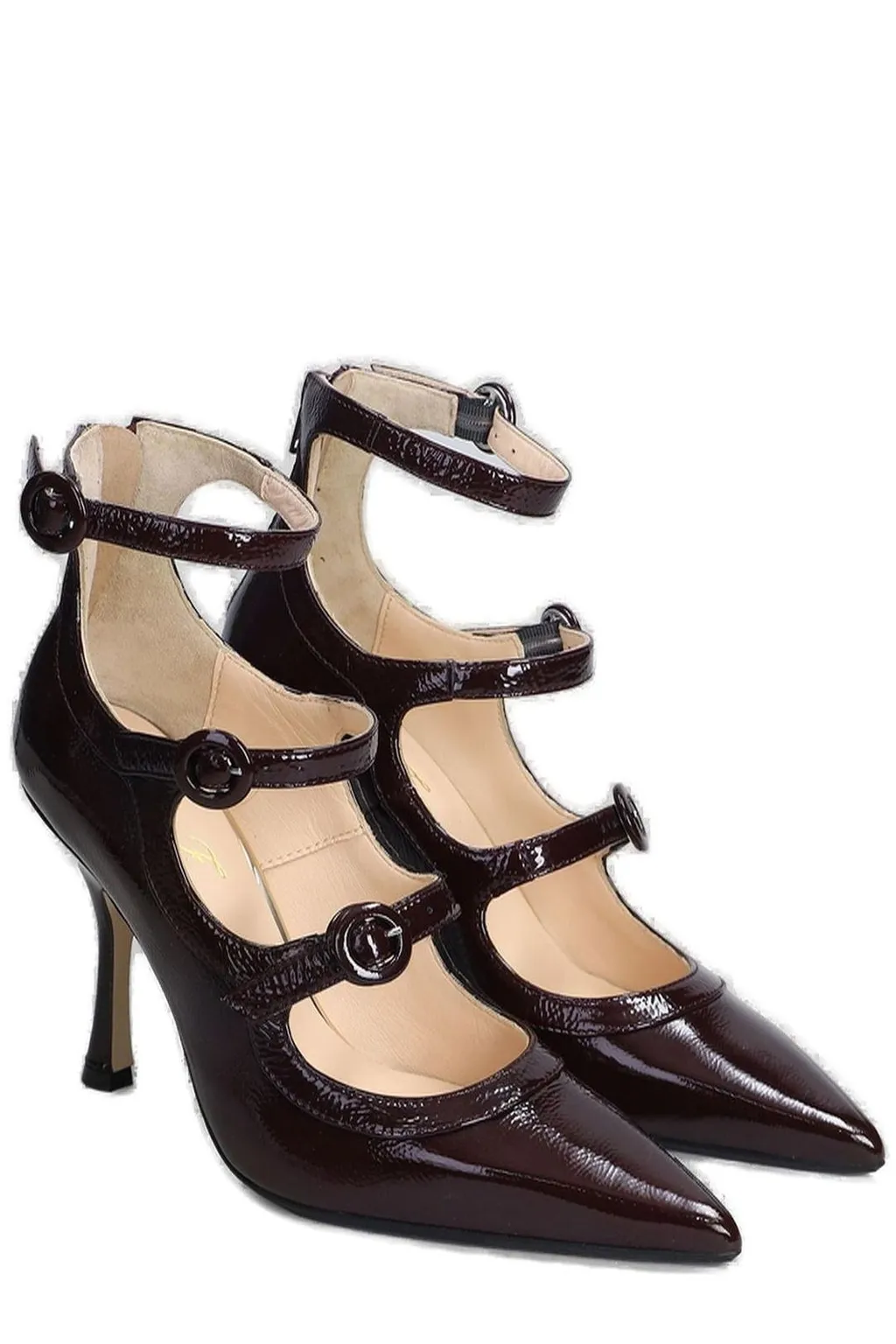 Anna F. Buckle Strapped Stiletto Heel Pumps