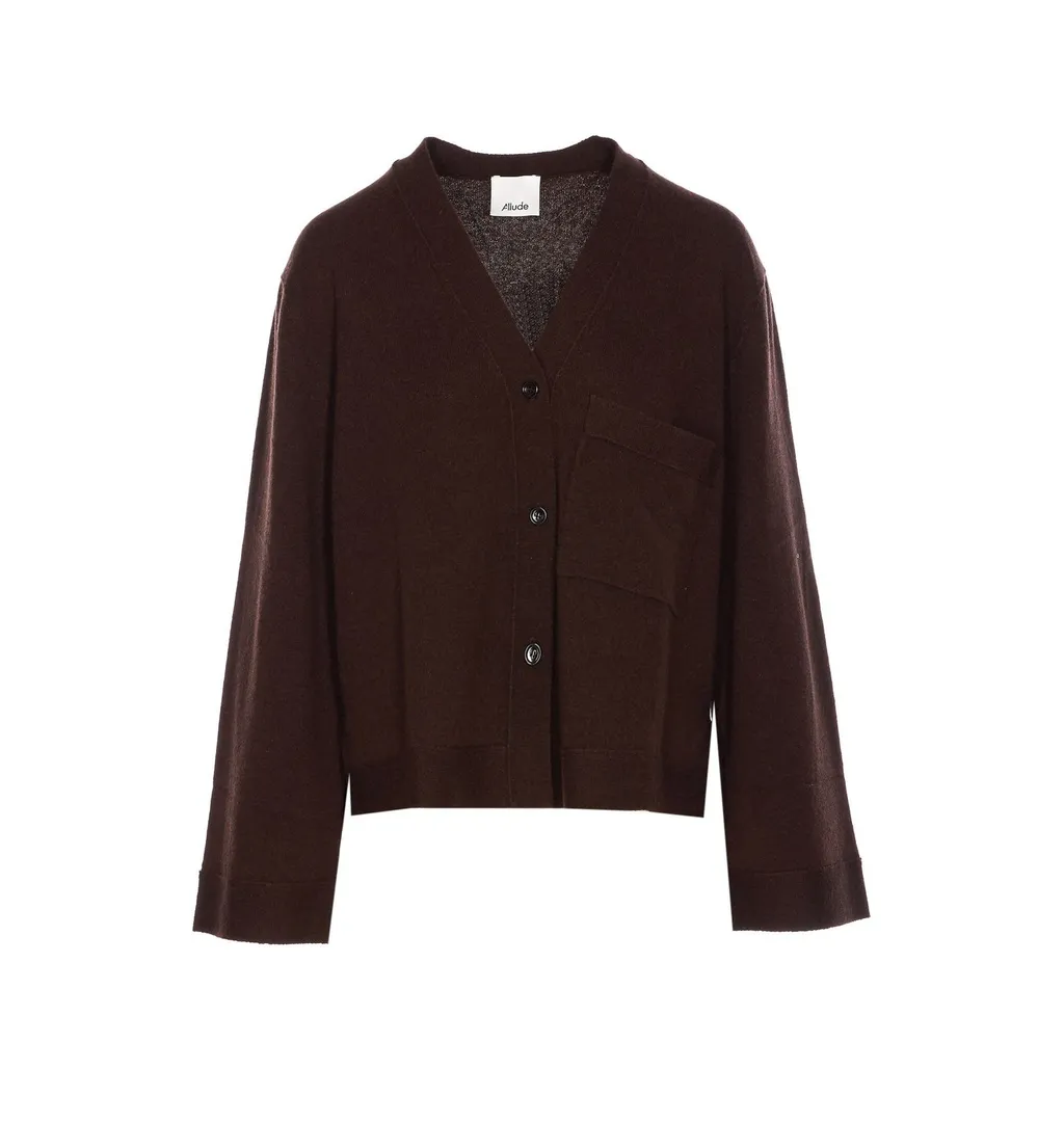 Allude Buttoned V-Neck Cardigan