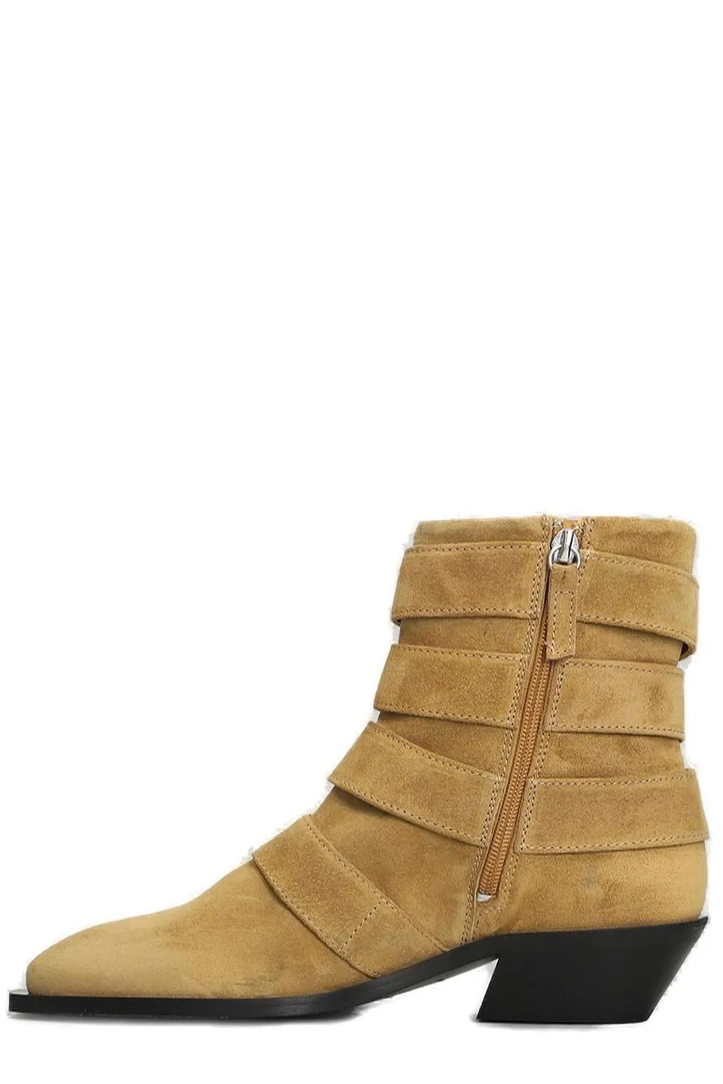 Alohas Buckle-Detailed Pointed-Toe Ankle Boots