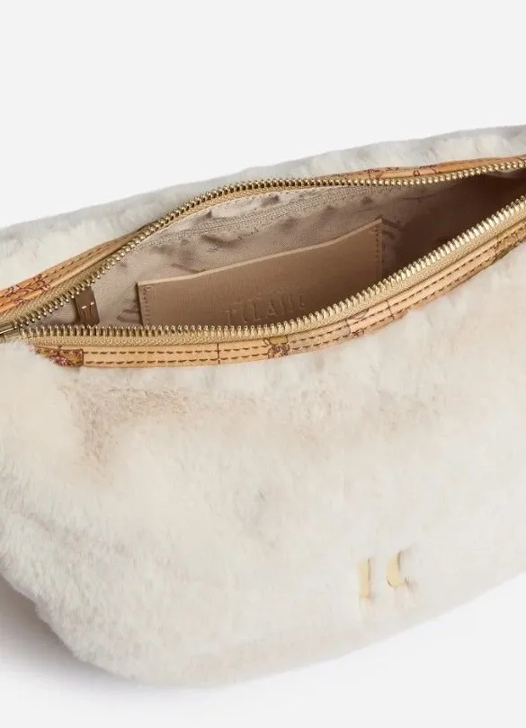 Alviero Martini Curved Faux Fur Shoulder Bag