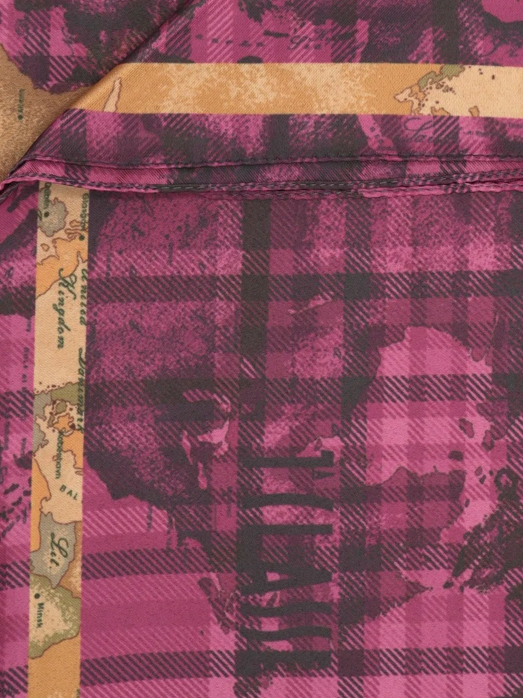 Alviero Martini Plaid Map Print Scarf