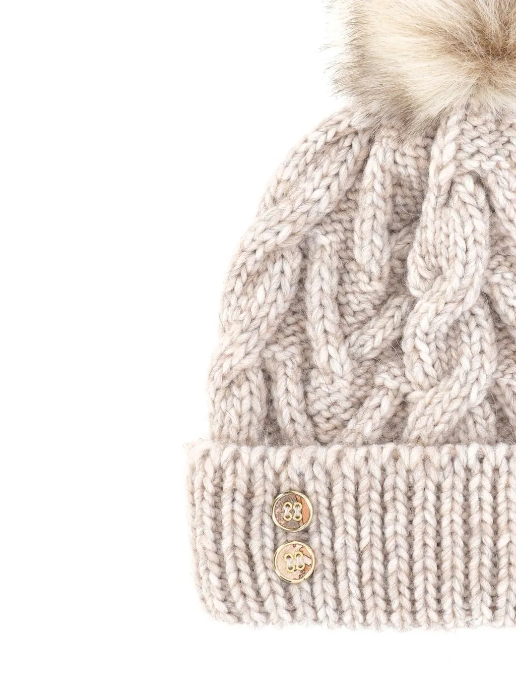 Alviero Martini Cable Knit Pom-Pom Hat