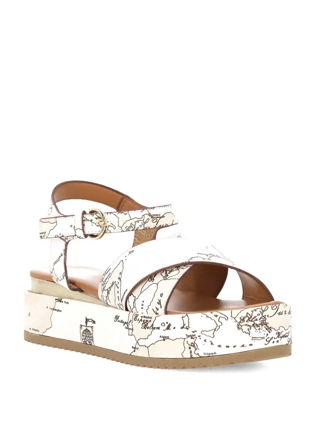 Alviero Martini Map Print Platform Sandals