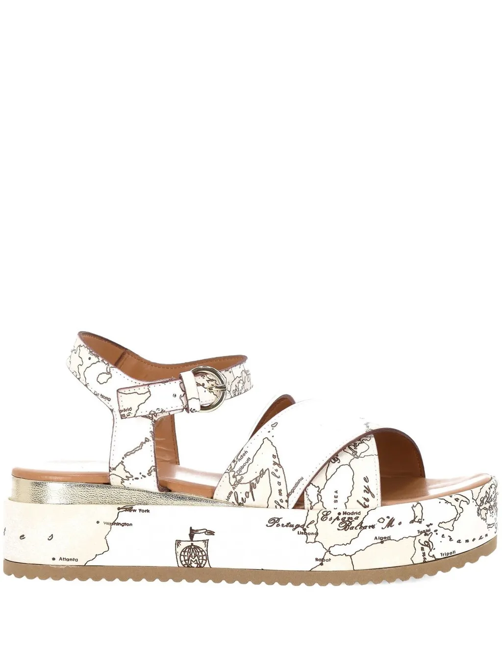 Alviero Martini Map Print Platform Sandals