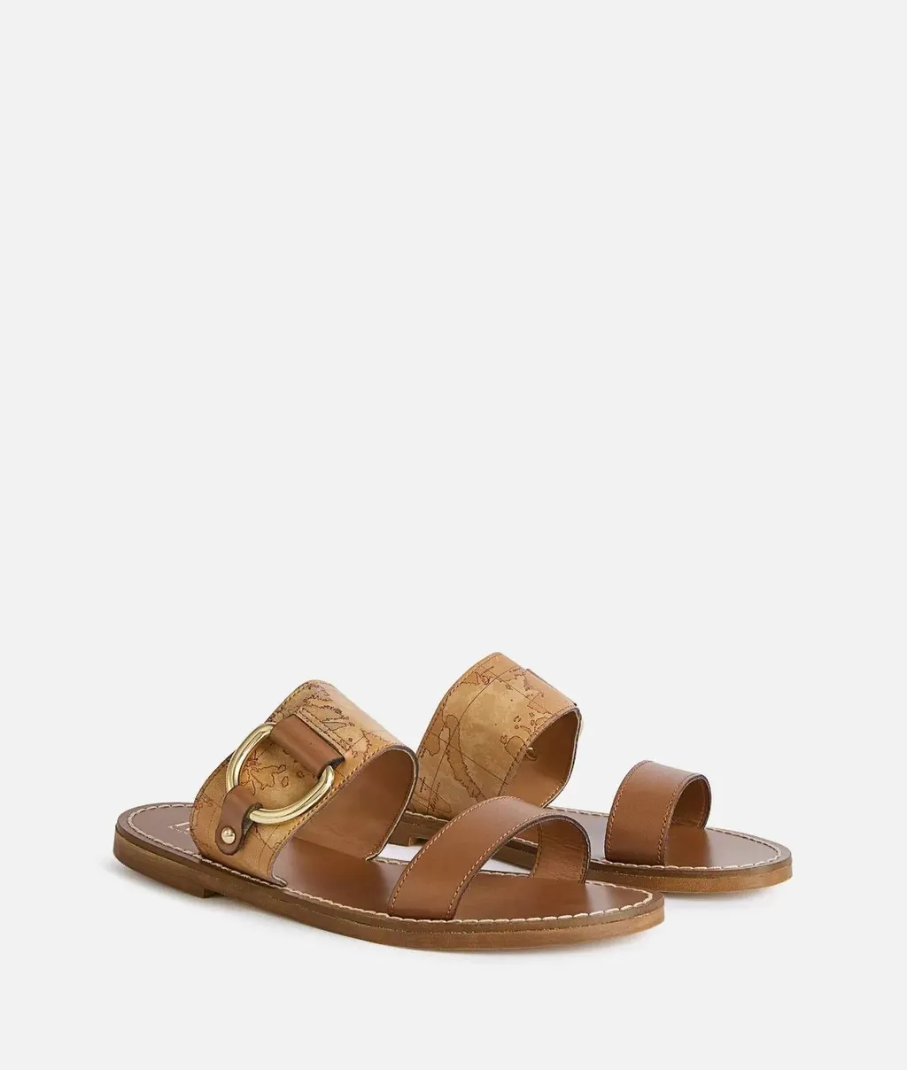 Alviero Martini Map-Print Buckle Sandals