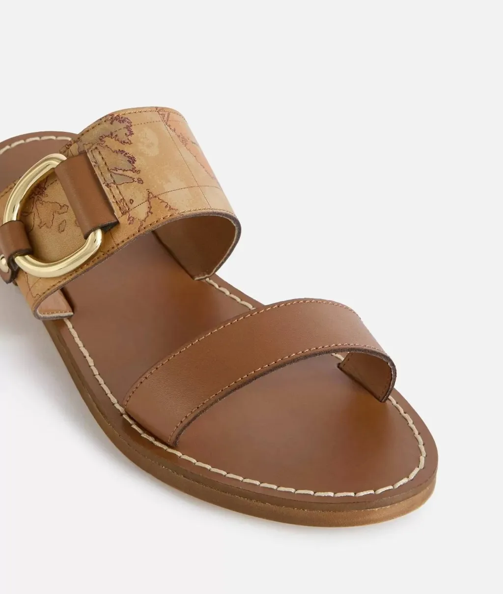 Alviero Martini Map-Print Buckle Sandals