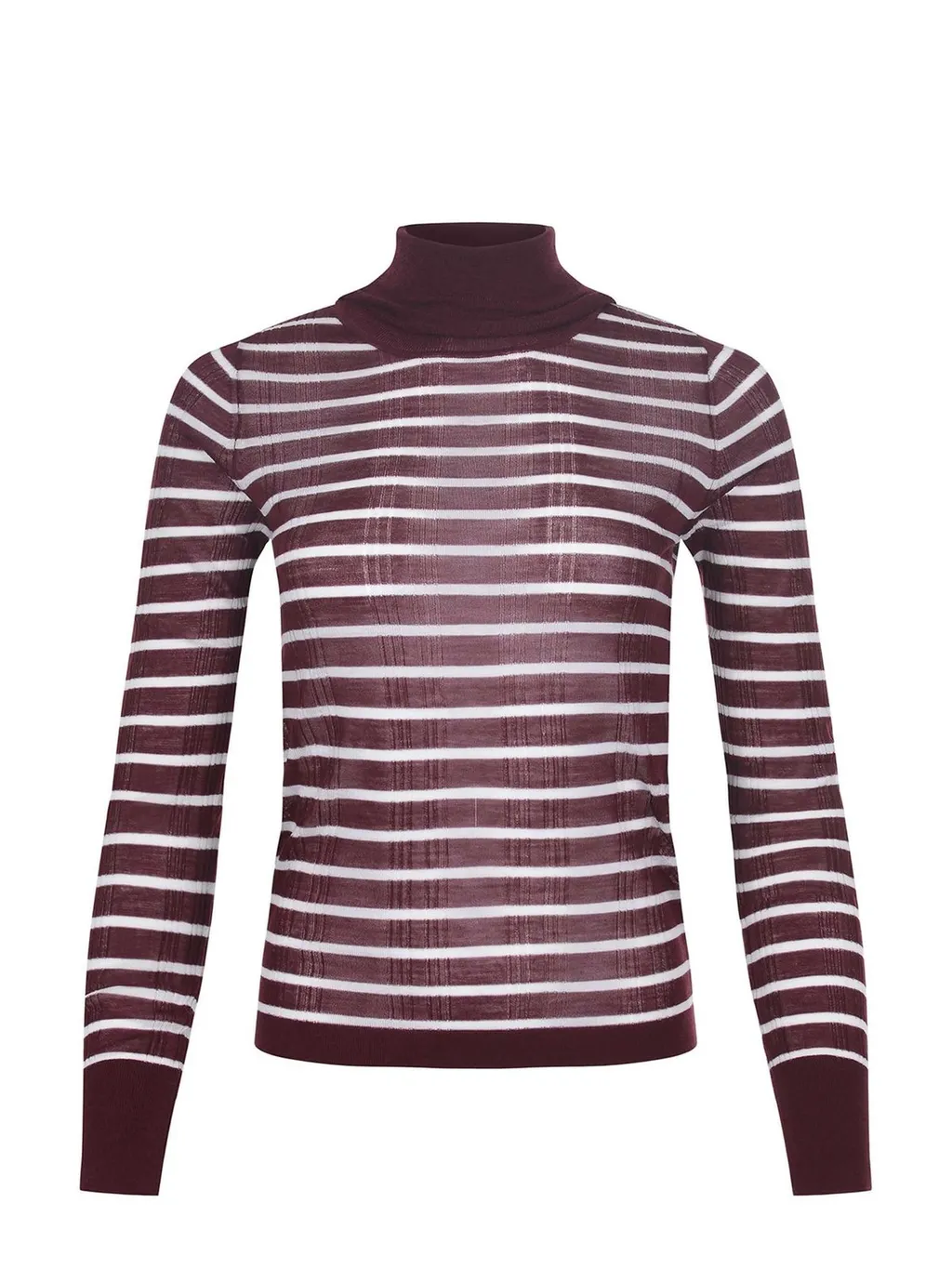 Alysi Quilted Long Sleeve Striped Turtleneck Top