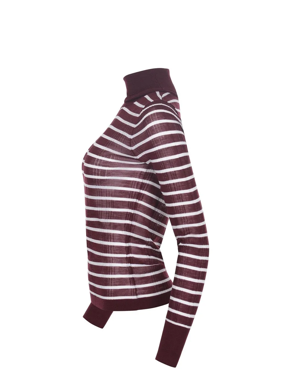Alysi Quilted Long Sleeve Striped Turtleneck Top