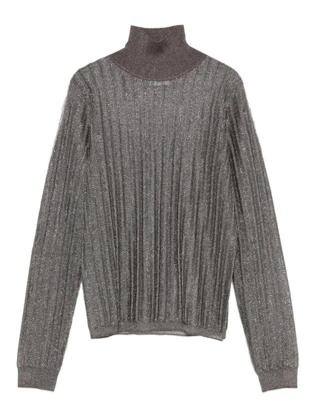 Alysi High Neck Ribbed Metallic Top