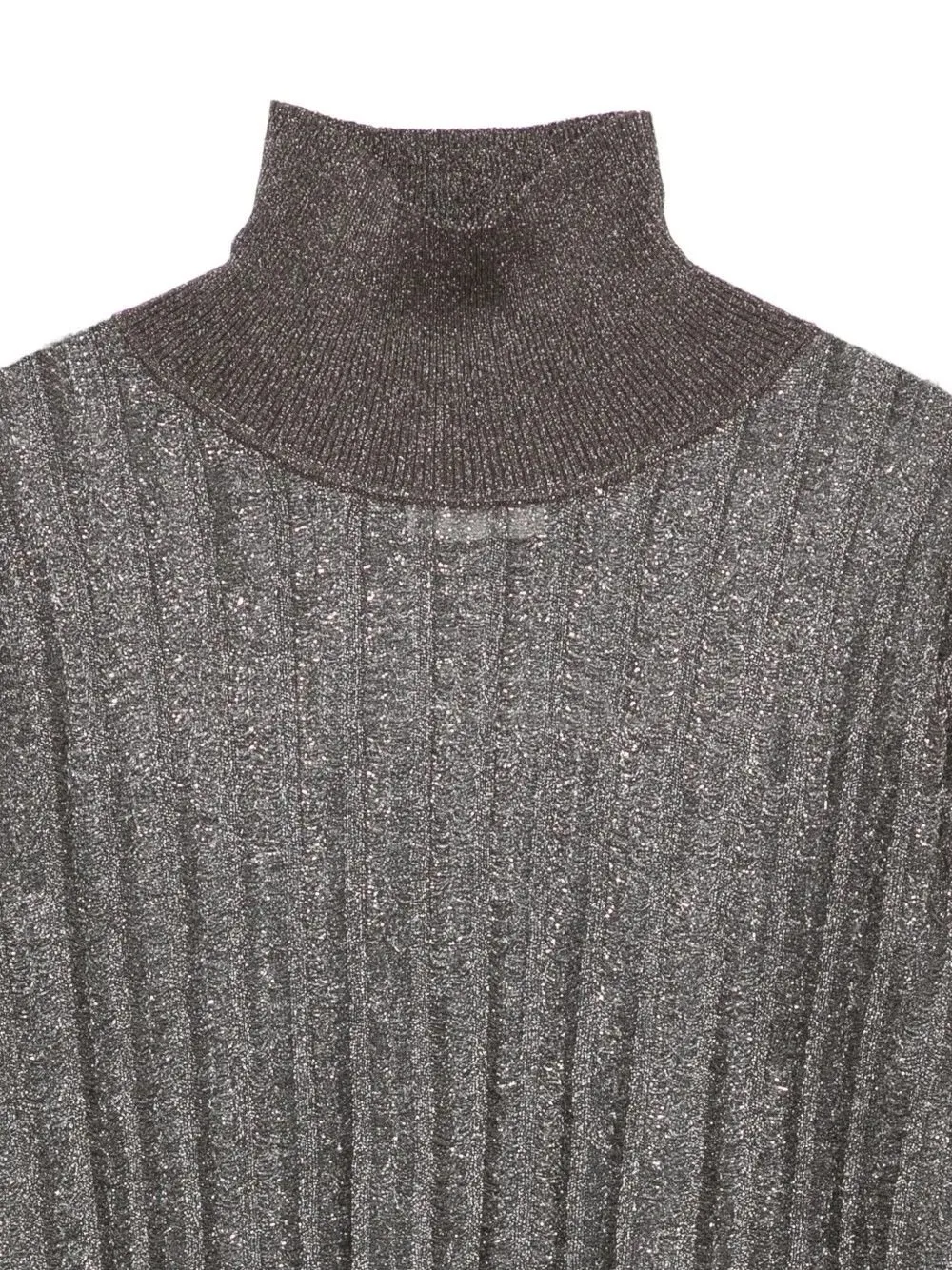 Alysi High Neck Ribbed Metallic Top