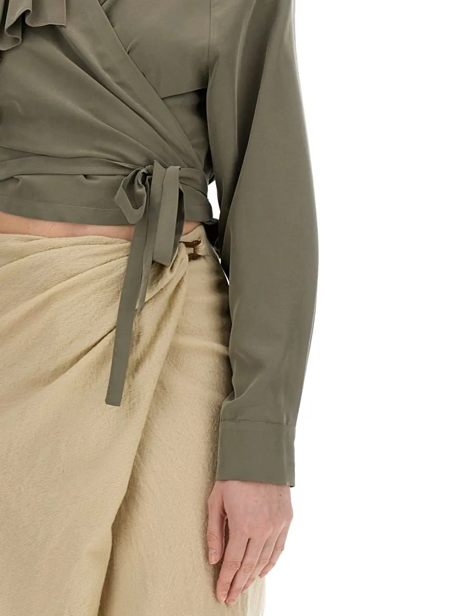 Alysi Cropped Ruffled Wrap Top