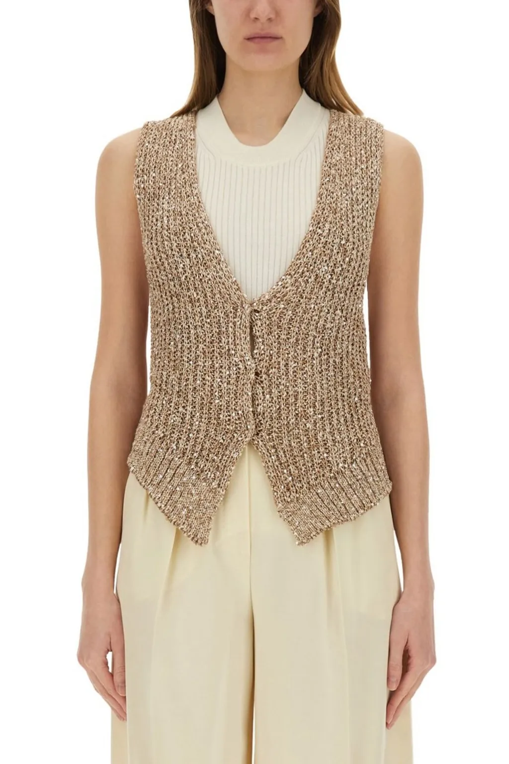 Alysi Sequin-Embellished Knitted Vest