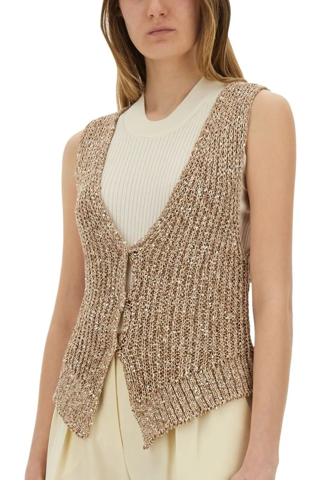 Alysi Sequin-Embellished Knitted Vest