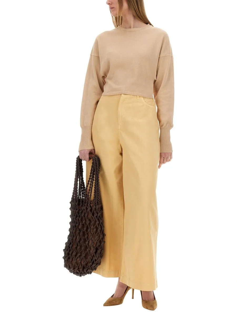Alysi Long Sleeved Crewneck Cropped Sweater