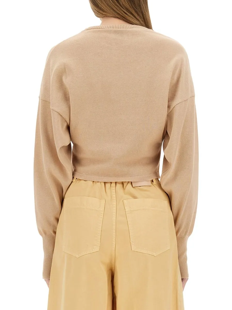 Alysi Long Sleeved Crewneck Cropped Sweater
