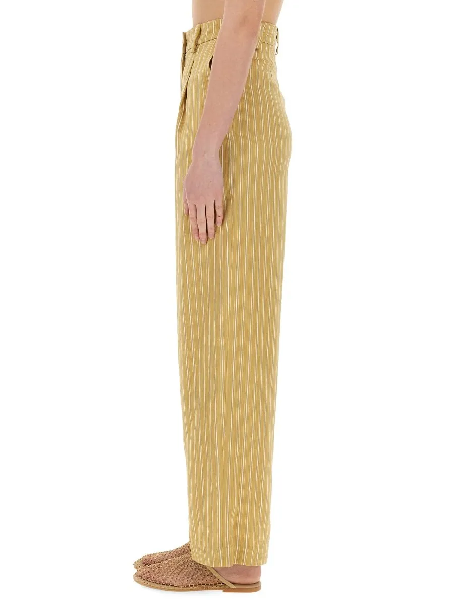 Alysi Pleated Striped Satin Tailored Trousers