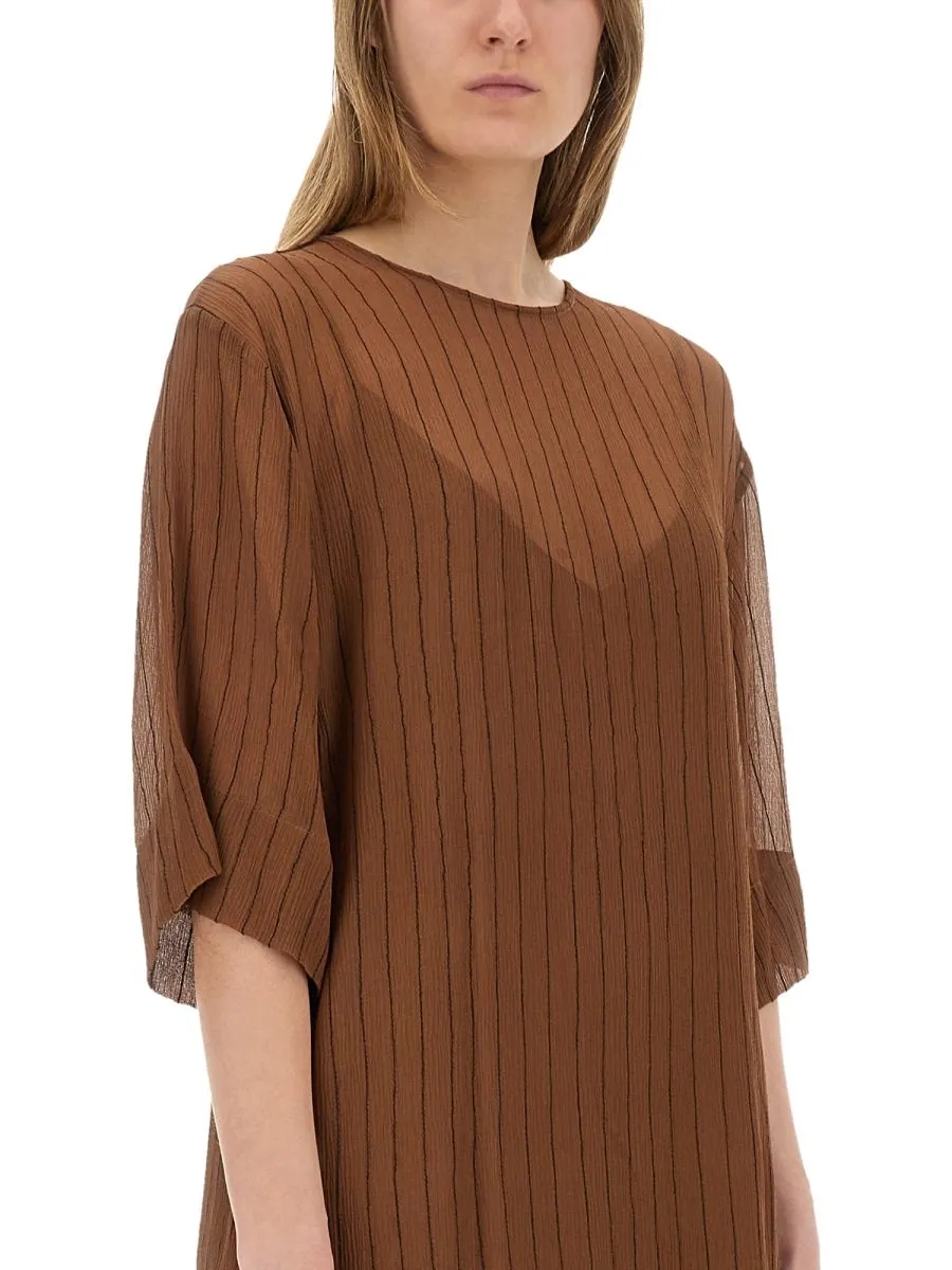 Alysi Short Sleeved Striped Midi Dress