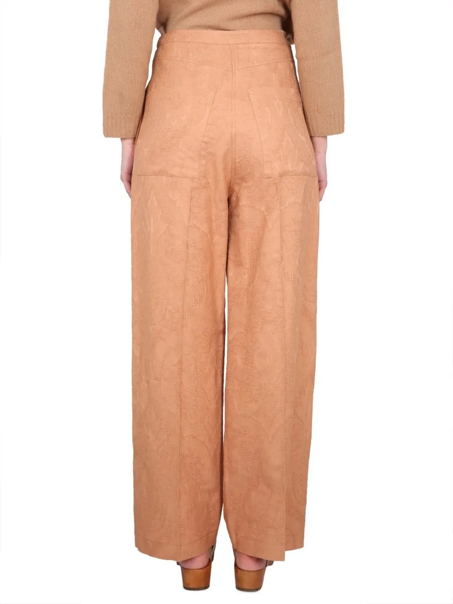Alysi Ajoure High-Waisted Wide-Leg Trousers