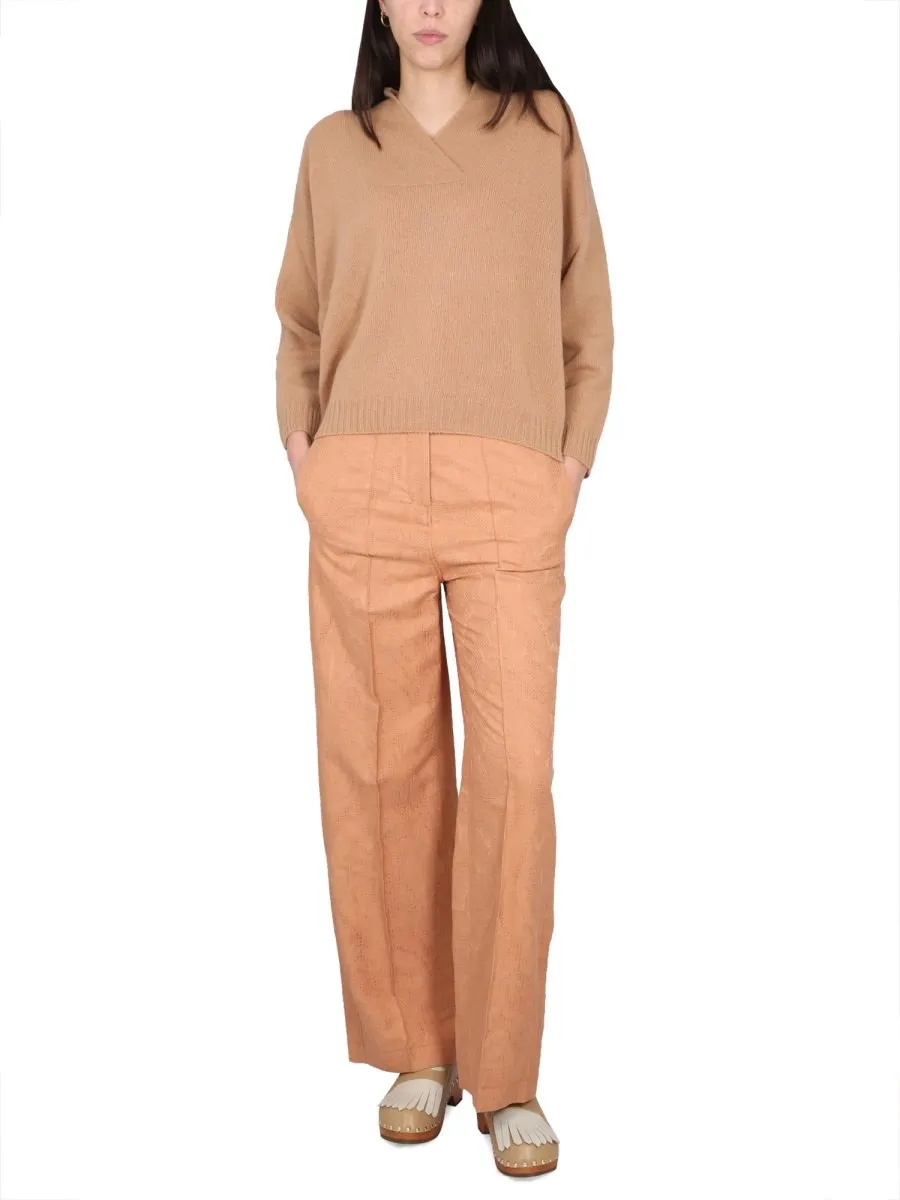 Alysi Ajoure High-Waisted Wide-Leg Trousers