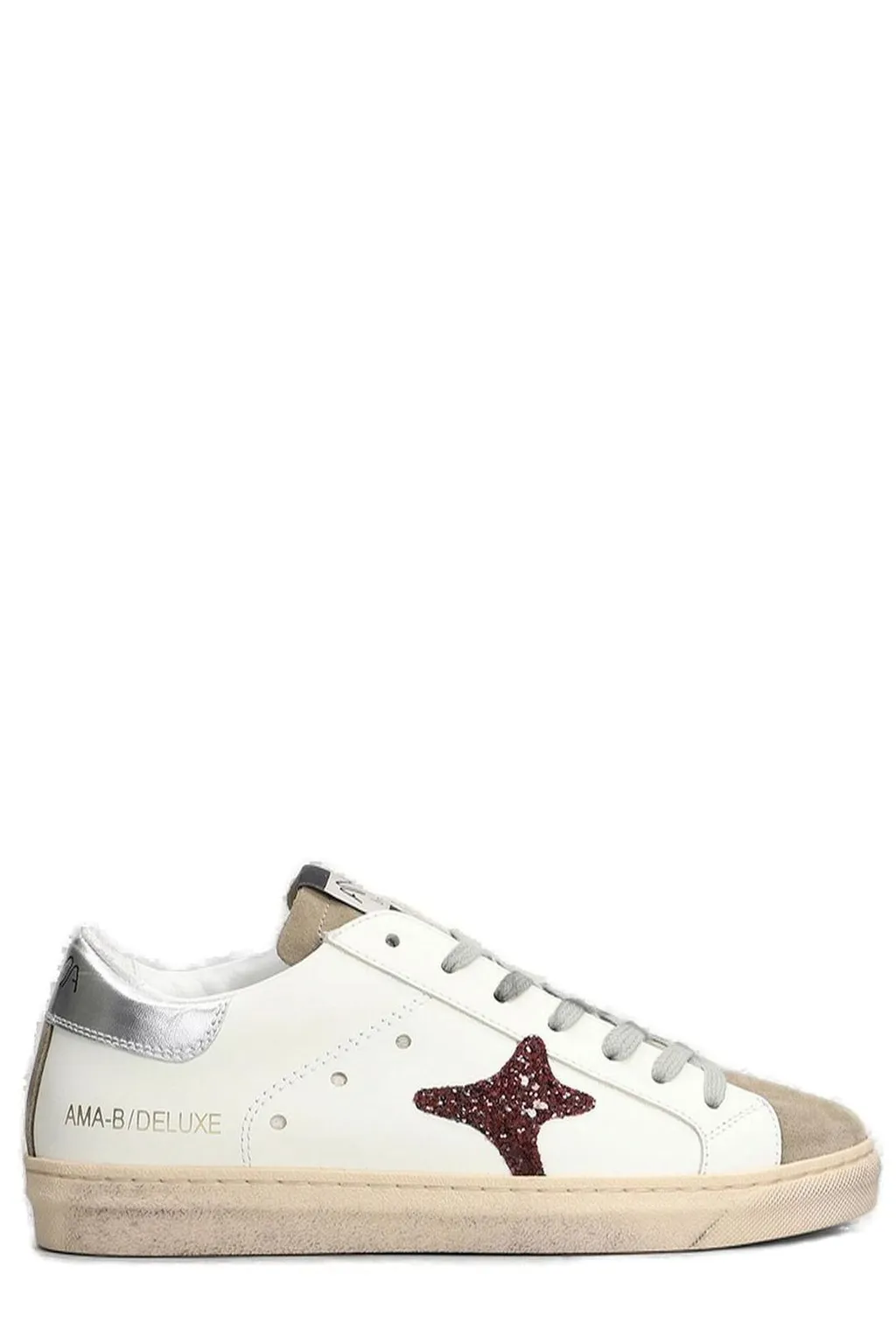 Ama Brand Glitter-Star Lace-Up Sneakers