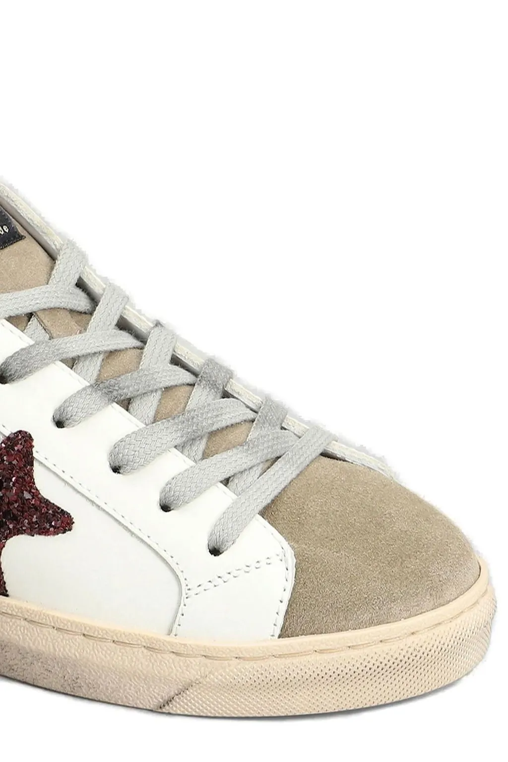 Ama Brand Glitter-Star Lace-Up Sneakers