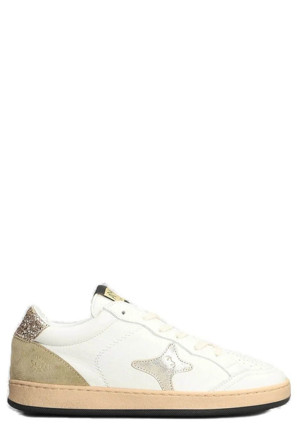 Ama Brand Glitter-Panel Star Lace-Up Sneakers