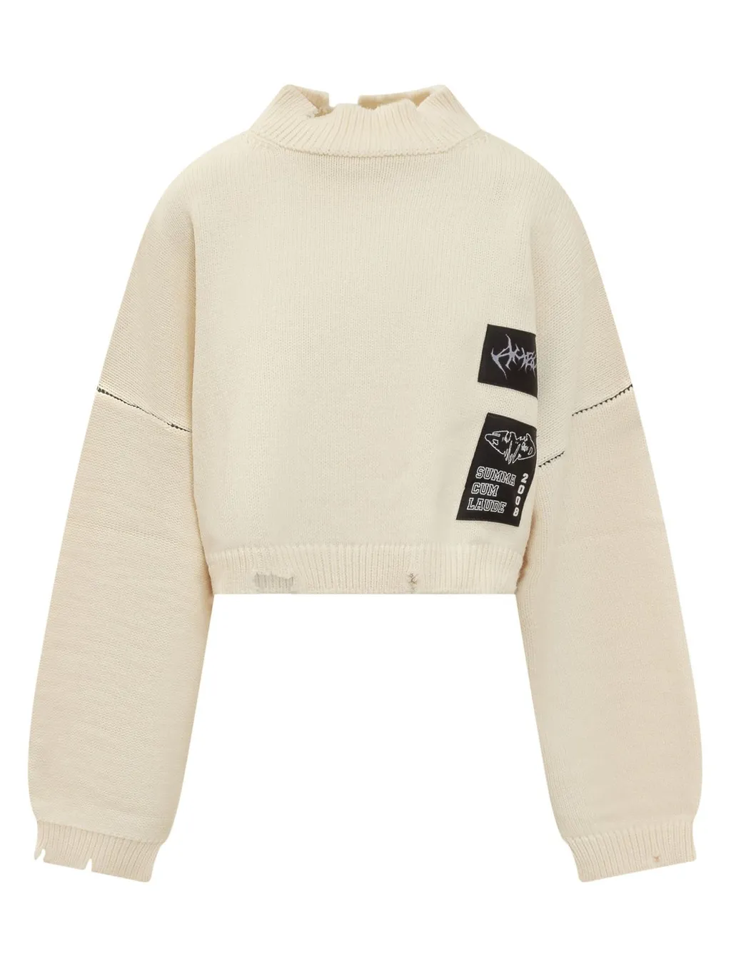 Ambush Logo-Patch Cropped Distressed Jumper