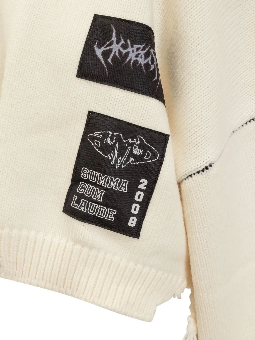 Ambush Logo-Patch Cropped Distressed Jumper