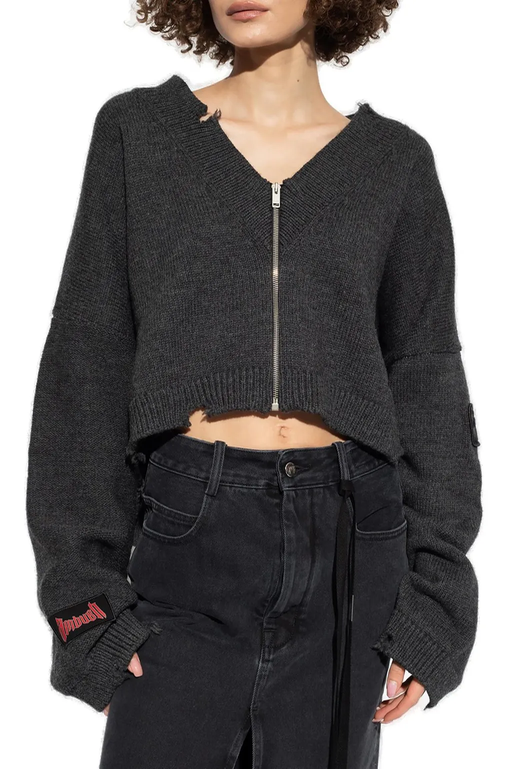 Ambush Distressed Zip-Up Cardigan