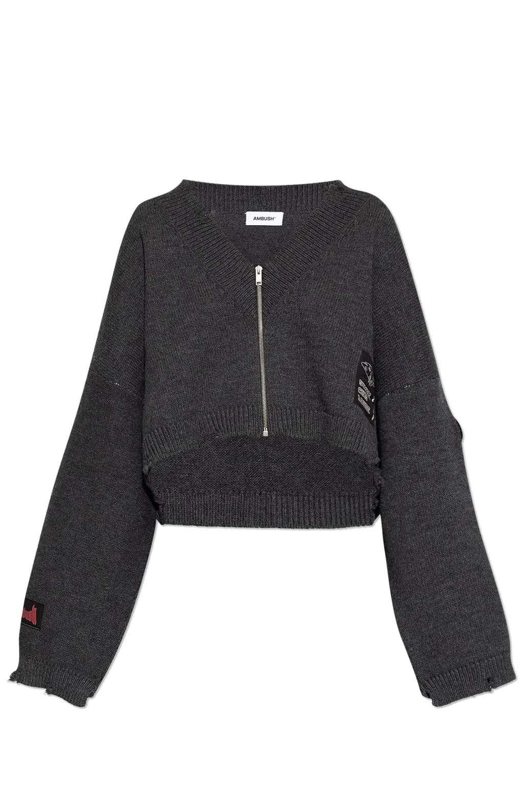 Ambush Distressed Zip-Up Cardigan