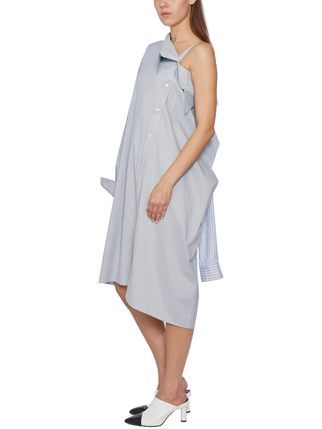 Ambush One-Shoulder Striped Shirt Dress