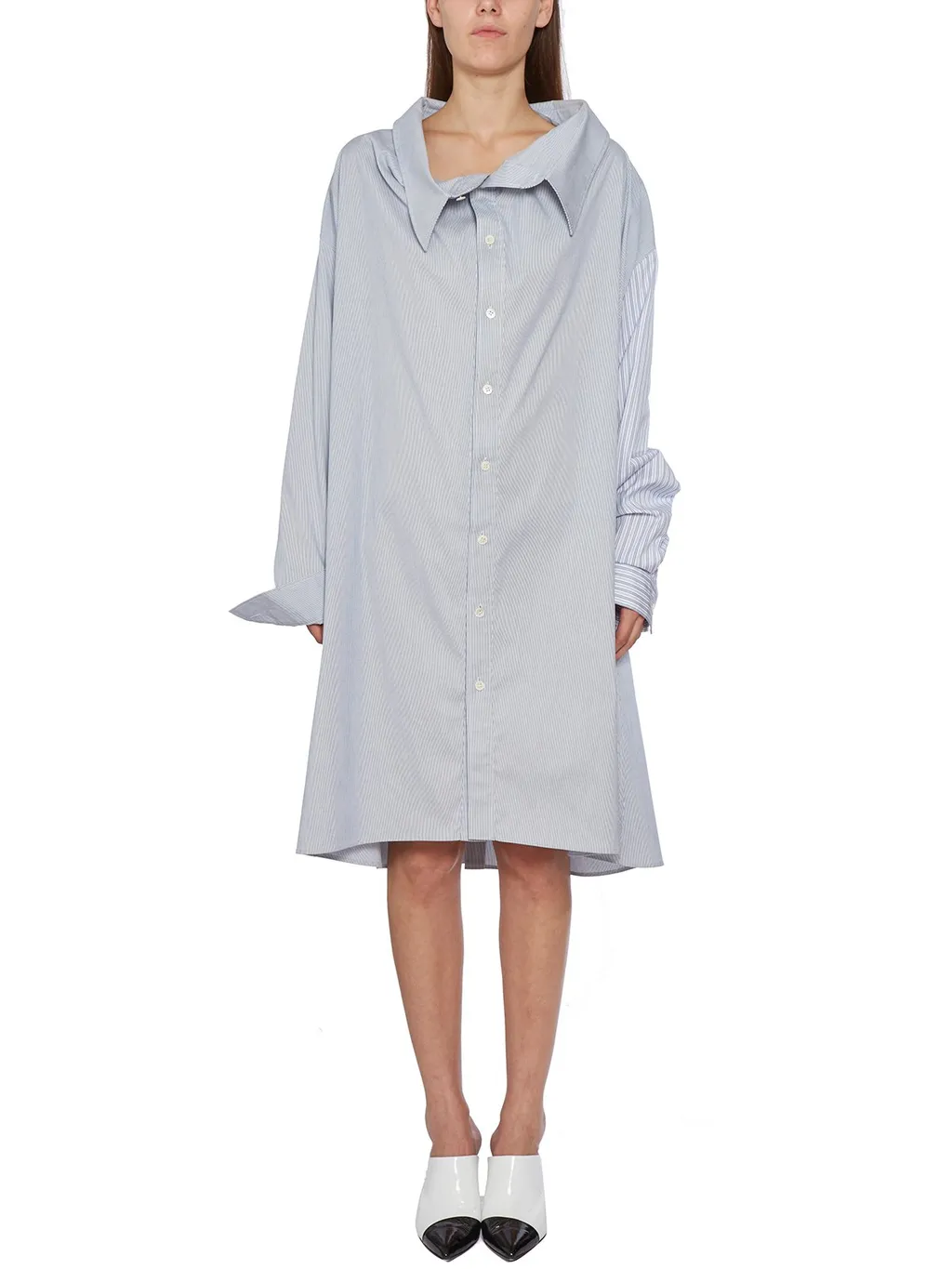 Ambush One-Shoulder Striped Shirt Dress