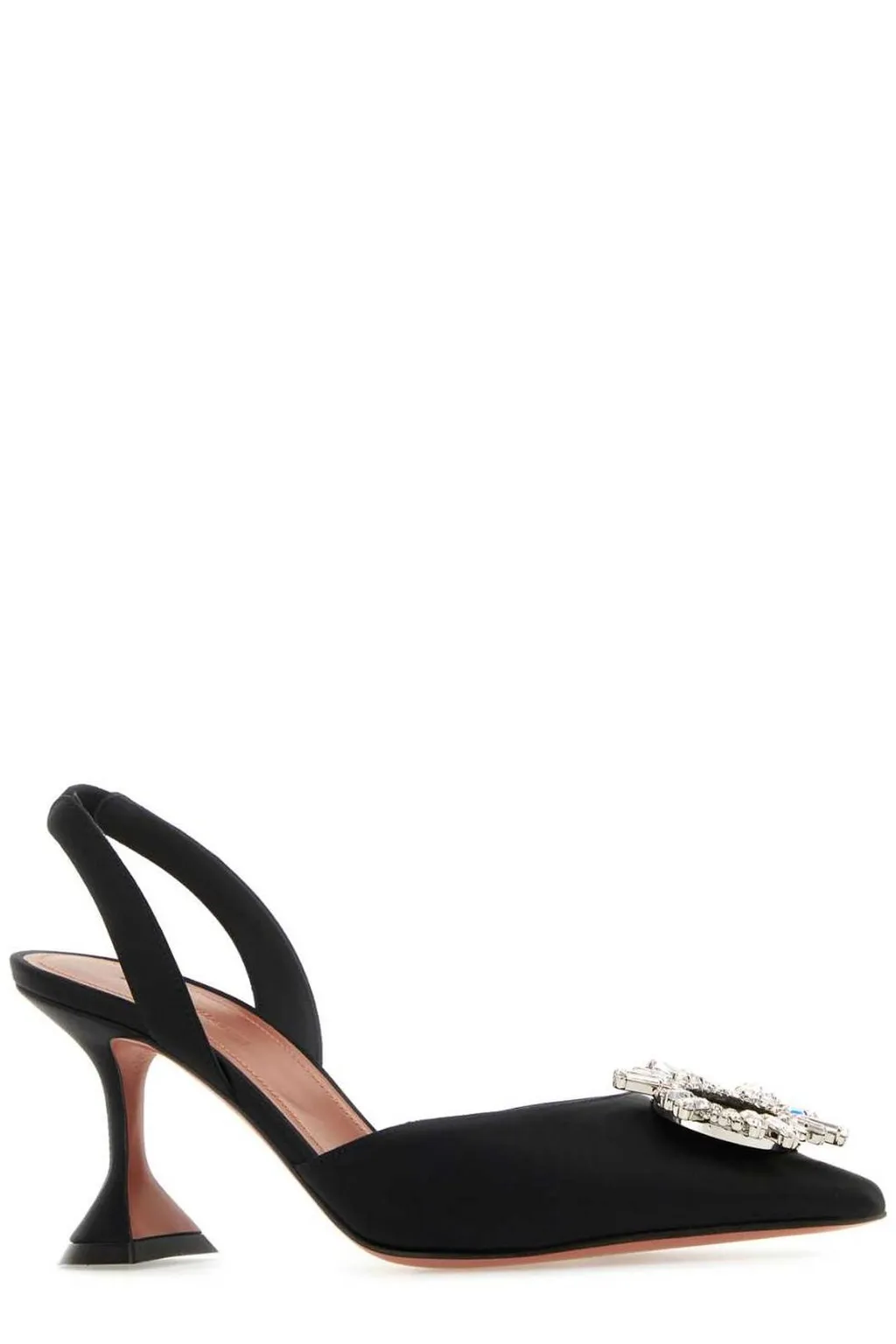 Amina Muaddi Begum Embellished Satin Slingback Pumps